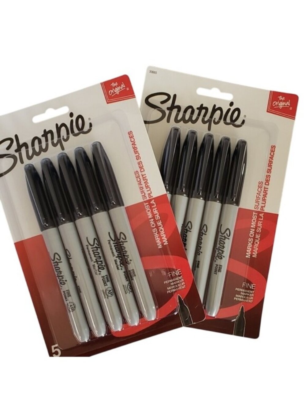 Sharpie Permanent Markers Fine Point 2 Packs of 5- 10 Total Black Ink Work Craft